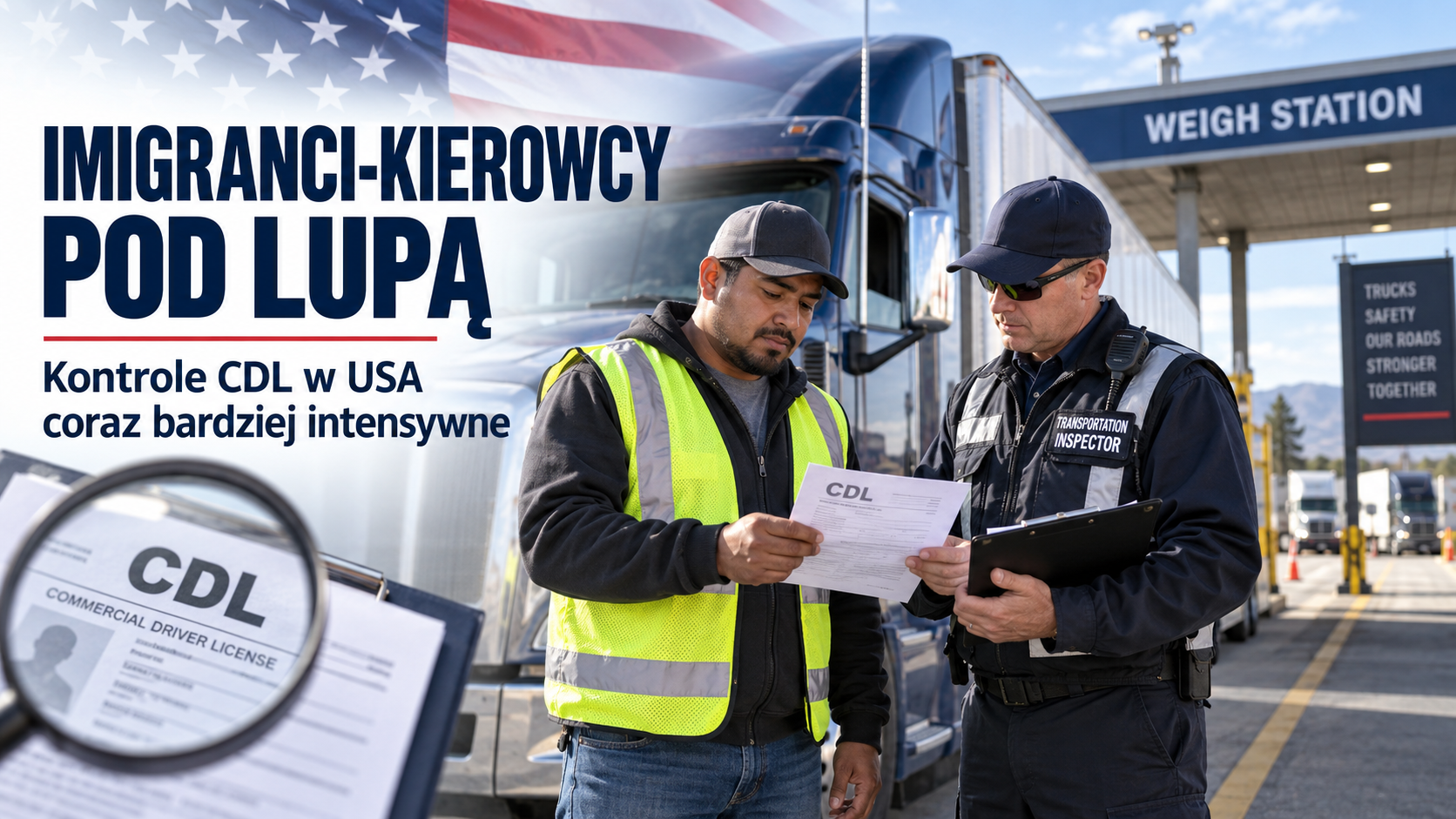 kontrole kierowcow ciezarowek w USA
